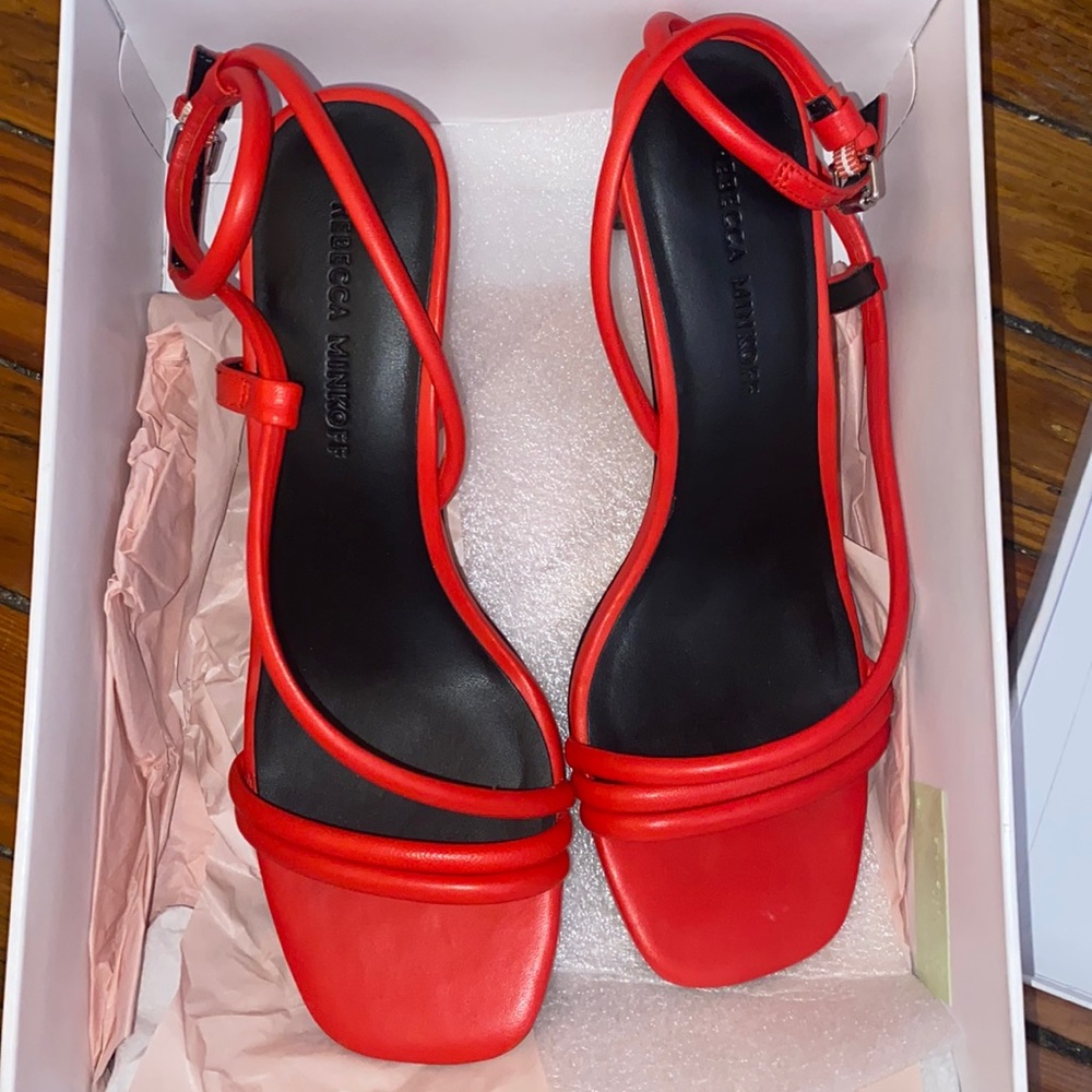 Red strappy heel sandals
